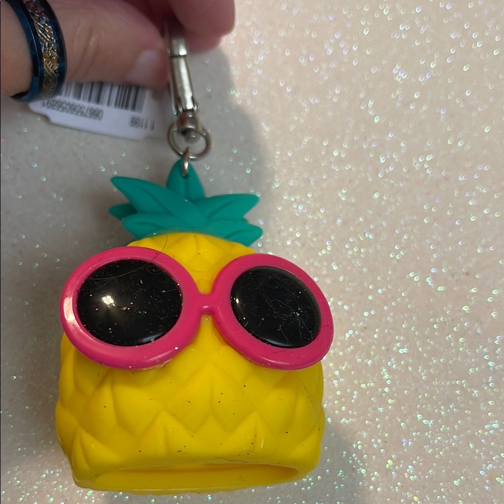 Pineapple Keychain Pocketbac Holder with Pink and Yellow Accents